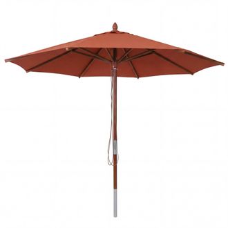 Hhg [nunca Usado] Sombrilla De Madera Para Hosteler&iacute;a Hhg-487b, Sombrilla De Jard&iacute;n, Poli&eacute;ster/madera 14 Kg, Redonda &Oslash;3 M, Cable De Tracci&oacute;n A Prueba De G