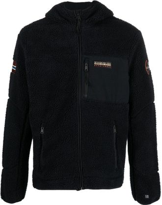 Napapijri logo-patch panelled hooded jacket - men - Polyester/Polyester/Polyamide - S - Black