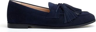Stuart Weitzman Mocassino Camoscio Blu Con Fiocchetto