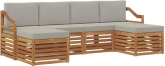 vidaXL Conjunto De Sof&aacute;s De Exterior 6 Uds. Gris Natural Y Claro Vidaxl
