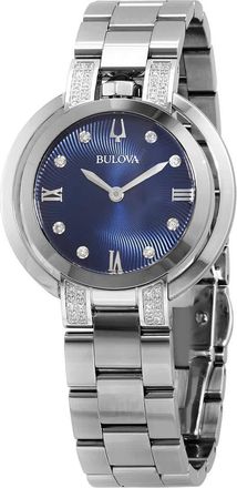 Bulova RUBAIYAT Quartz Diamond Blue Dial Ladies Watch 96R225