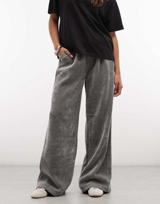 adidas Originals pantaloni in ciniglia grigi-Grigio