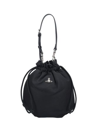 Vivienne Westwood Black Orb Drawstring Fabric Pouch