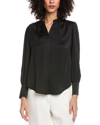 Anne Klein Petite V-Neck Pleat Front Blouse