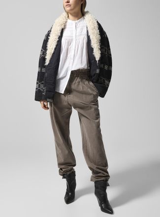 Isabel Marant Womens Neriah cotton-linen blend pleated pant