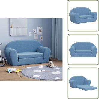 vidaXL Divano letto morbido - vidaXL Divano Letto per Bambini a 2 Posti Blu in Morbido Peluche - Divano per bambini in peluche