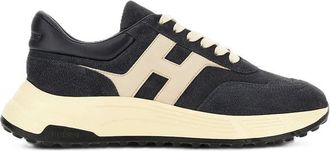 Hogan Cream Accent Suede Upper Low-Top Sneakers
