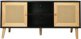 Habitat et Jardin Habitat Et Jardin - Mueble tv de caña escandinavo Iguana - 120 x 30 x 56,5 cm - Negro