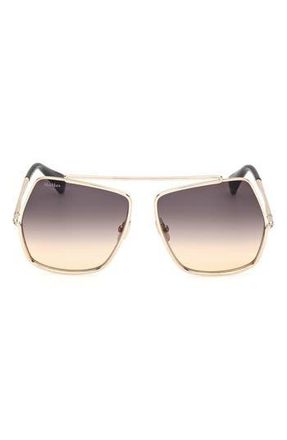 Max Mara Elsa Petite 58mm Gradient Pilot Sunglasses in Gold /Gradient Smoke at Nordstrom Rack