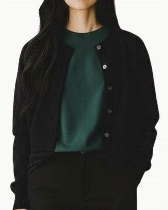 Autumn Cashmere Cropped Cashmere Cardigan In Black