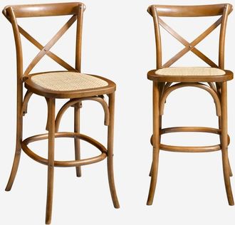 Sweeek Set di 2 sgabello da bar bistrot vintage legno