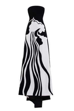Saiid Kobeisy Strapless Embroidered Crepe Dress