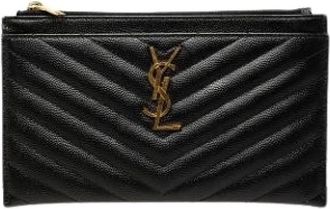Saint Laurent Pre-owned Quilted Leather Clutch - Dames - Vintage Clutch - Zwart - ONE Size - Leer - Vintage