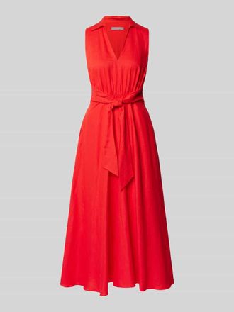 Christian Berg Cocktail Tailliertes Cocktailkleid aus Leinen-Viskose-Mix in Rot Melange, Gr&ouml;&szlig;e 42
