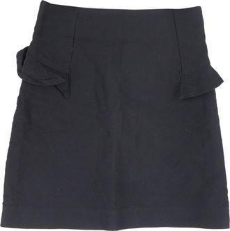 Sandro Ruffle Trim Mini A-Line Skirt in Black Wool