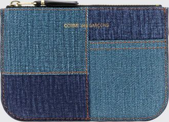 Comme Des Gar&ccedil;ons Large Patchwork Denim Pouch with Laminated Logo
