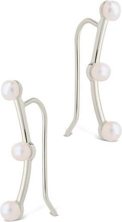 Sterling Forever Isabel Faux Pearl Trio Crawler Earrings in Silver at Nordstrom Rack