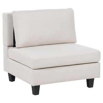 Beliani Sill&oacute;n De Tela M&oacute;dulo 1 Plaza Acolchado Con Coj&iacute;n Beige Claro Unstad