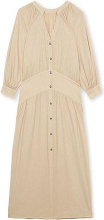 Fortela Maxi Korean Collar Linen Dress in Ecru at Nordstrom, Size 40 Eu