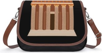 Generic Greek Temple Womens Crossbody Bag Fashion Shoulder Handbags Message Tote Bag with Adjustable Strap