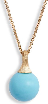 Marco Bicego Africa Boule 18K Yellow Gold Semiprecious Pendant Necklace in Turquoise/Yellow Gold at Nordstrom, Size 15 In