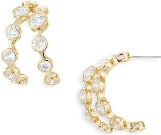 Nadri Brooklyn Cubic Zirconia Double Row Hoop Earrings in Gold at Nordstrom