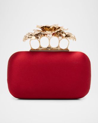 Alexander McQueen Crystal Carnation Satin Clutch Bag