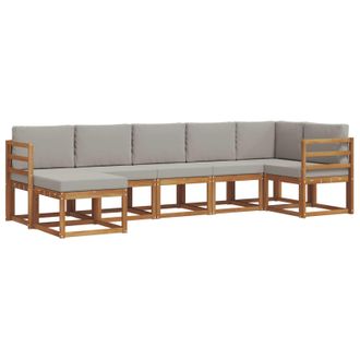 vidaXL Conjunto De Sof&aacute;s De Exterior 7 Pcs Gris Natural Y Claro Vidaxl