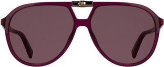 Longchamp Roseau 58mm Aviator Sunglasses in Transparent Burgundy at Nordstrom