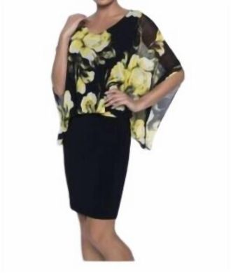 Frank Lyman Design Floral Knit Dress In Yellow/black