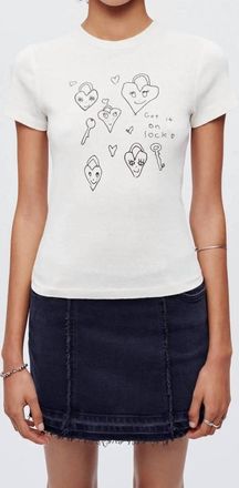Re/Done 90S Baby Hearts Tee In Vintage White