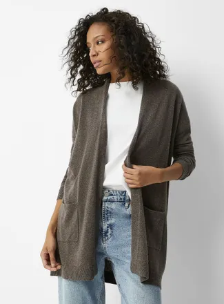 Contemporaine Womens Wool and cashmere open Cardigan Sweater