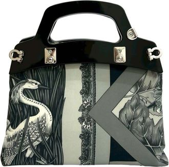 Ferragamo Pre-owned Ferragamo Printed Canvas Acrylic Top Handle Bag D21 6725