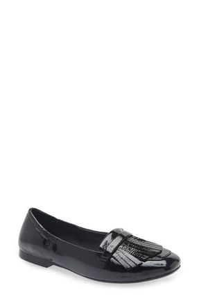 Cordani Mistie Fringe Trim Loafer in Black Patent at Nordstrom, Size 6.5Us