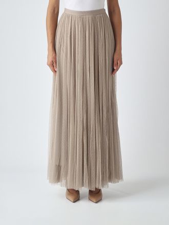 Twinset Gonna midi plissettata in tulle a vita alta con chiusura a zip