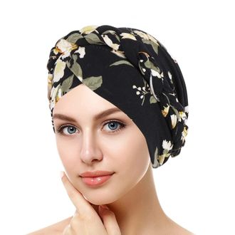 Generic Womens Turban Elegant Flower Headscarf Bandana Elastic Headband Beanie Hijab Chemo Hat Islamic Headwear Muslim Headdress Chemotherapy Cap Headwear for