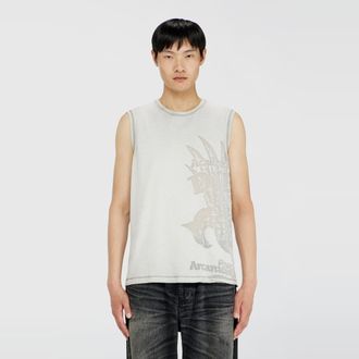 Diesel Sleeveless jersey top with embossed graphics - T-Shirts - Man - Grey
