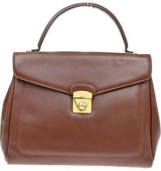 Ferragamo Vintage Top Handle Leather Brown Leather Handbag (Pre-Owned)