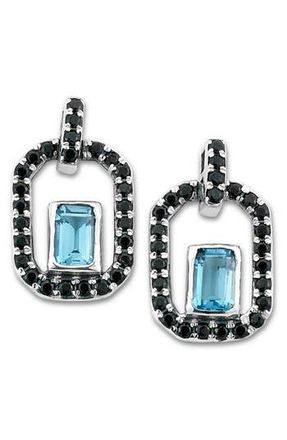 Samuel B. Blue Topaz & Black Spinel Drop Earrings in Black/Blue at Nordstrom Rack