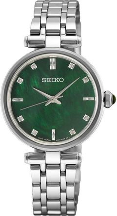 Seiko Quartz Diamond Green Mother of Pearl Dial Ladies Watch HGH006P1