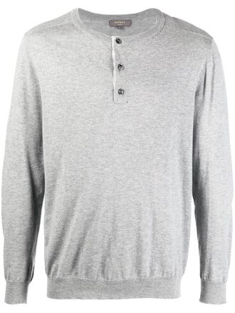 N.Peal crew neck henley sweater - Grey