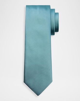 Canali Men & apos;s Solid Silk Twill Tie