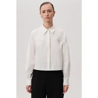 Exquise Malayah Collar Long Sleeve Shirt in White at Nordstrom, Size X-Small