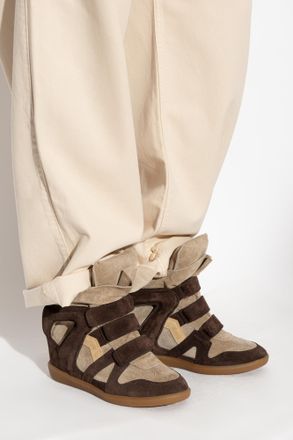 Isabel Marant Suede Wedge Sneakers Bekett, Womens, Beige