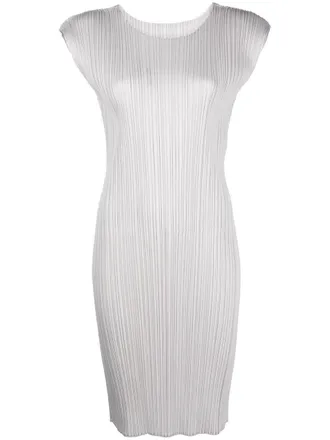 Pleats Please Issey Miyake pleated short dress - women - Polyester - 2 - Grey