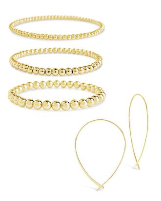 Sterling Forever Beaded Bracelet & Delicate Threader Earrings Set