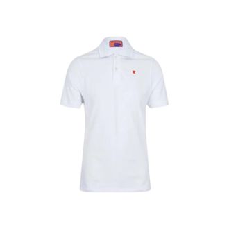 Gallo Gallo - Katoenen poloshirt met meerkleurige onderkraag - Heren - Tops - Wit - Maat: XL Katoen