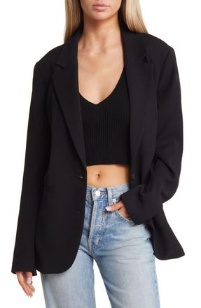 Open Edit Oversize Curve Hem Blazer in Black at Nordstrom, Size Large