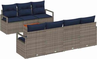 vidaXL Conjunto De Sof&aacute;s De Jard&iacute;n 8 Uds. Gris Rat&aacute;n Sint&eacute;tico Vidaxl