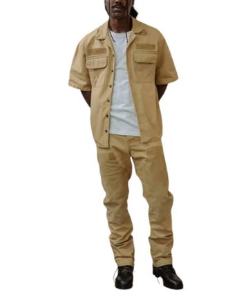 BTFL-life Short Sleeve Shop Shirt In Taupe